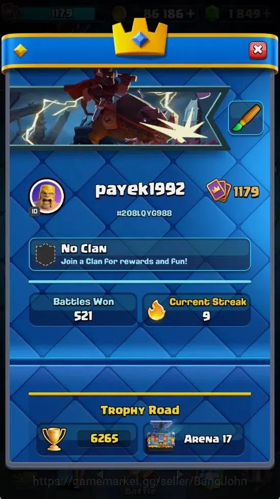 Clash Royale Accounts Mobile |KTL 12|Trophy 6265|3 Heroes|5 Evo|2 Champ  image 2
