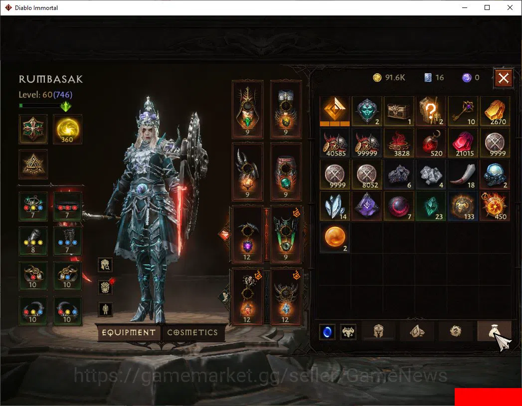 Diablo Immortal Accounts SEA-ANU|Lv60(746)|Tempest|CR 39k|Reso 360|Paragon  image 7