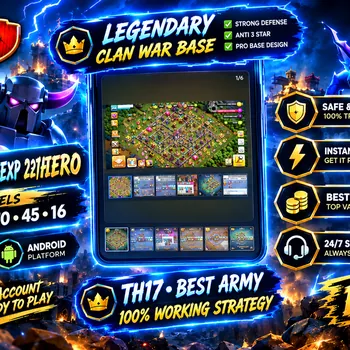 Clash of Clans Accounts High-End TH17 XP227 Premium CoC Account Heroes 77 81 60 70 45 16 Strong Equipment Max Type Defense 5