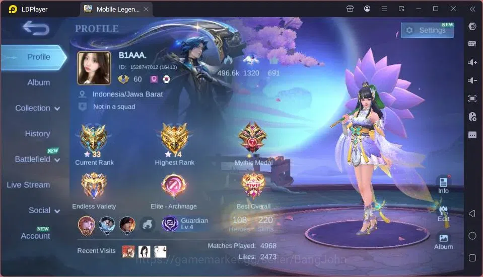 Mobile Legends: Bang Bang Accounts GLOBAL Hero 108 Skin 220|Star Kagura|LBox Claude|S image 18
