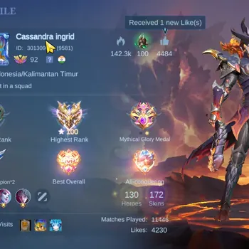 Mobile Legends: Bang Bang Accounts Collector Hero 130|Skin 172|Ex Immo 100|Beatrix PRIME,Karina KoF,CC (Yu Zhong,Nata),VENOM