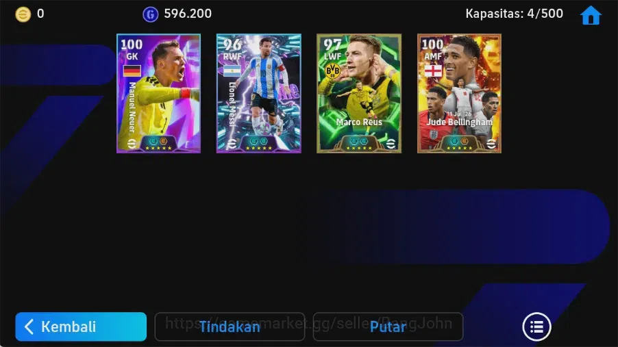 eFootball Accounts Others Mobile|PW 2980|New Jude Bellingham Big T, Lionel Messi Show T, New Manuel Neuer Show T, Marco Reus 1