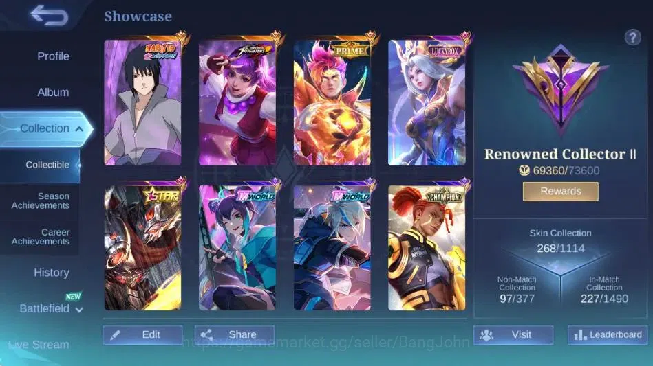 Mobile Legends: Bang Bang Accounts Global|Skin 268|Renowned II|KOF Karina+Guinevere,P image 2