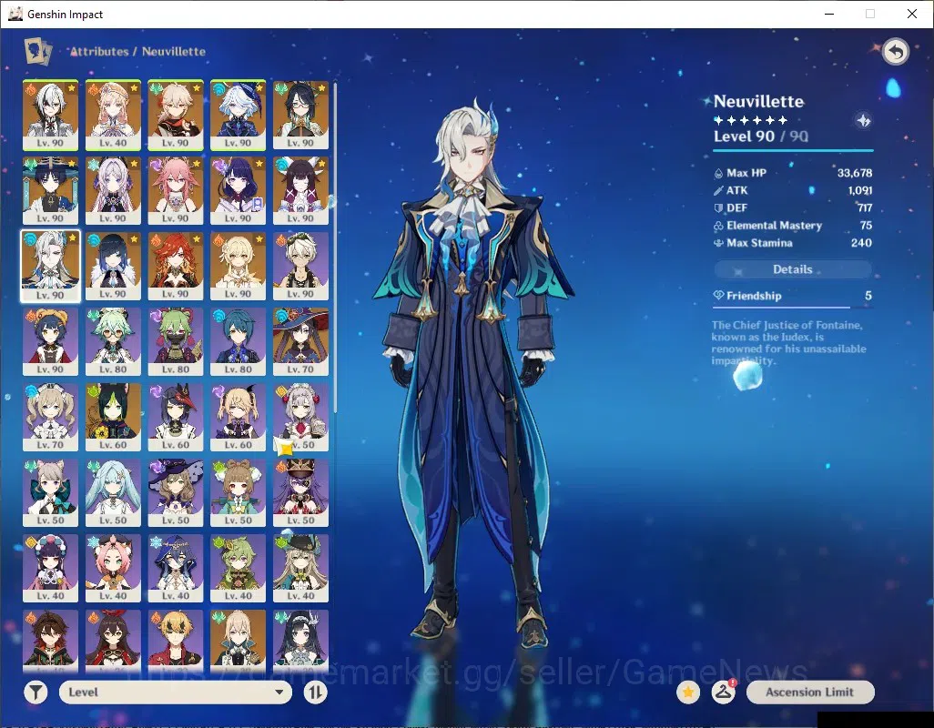 Genshin Impact Accounts ASIA|AR58|PremTeam Arle,Neuvil,Mavu|13 Limited+7 ( image 13