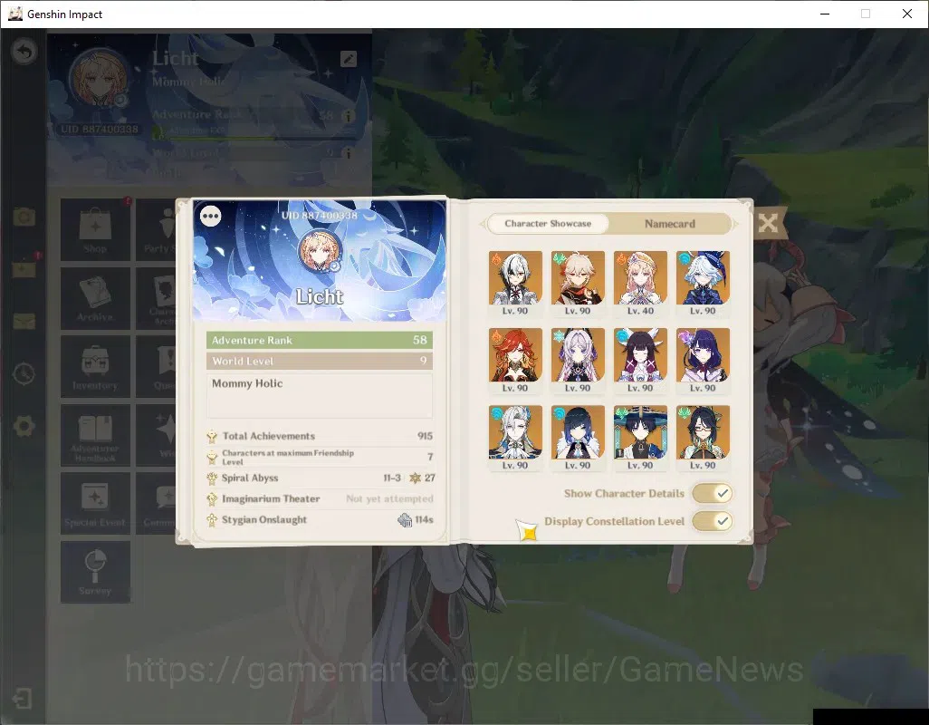 Genshin Impact Accounts ASIA|AR58|PremTeam Arle,Neuvil,Mavu|13 Limited+7 ( image 2