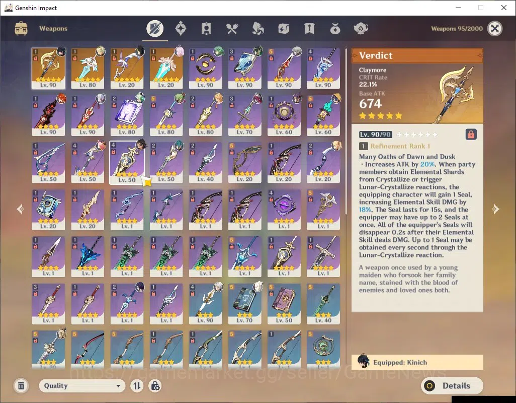 Genshin Impact Accounts ASIA|AR 56|6 Limited + 4(*5 Weapon)|Kinich C1,Neve image 5