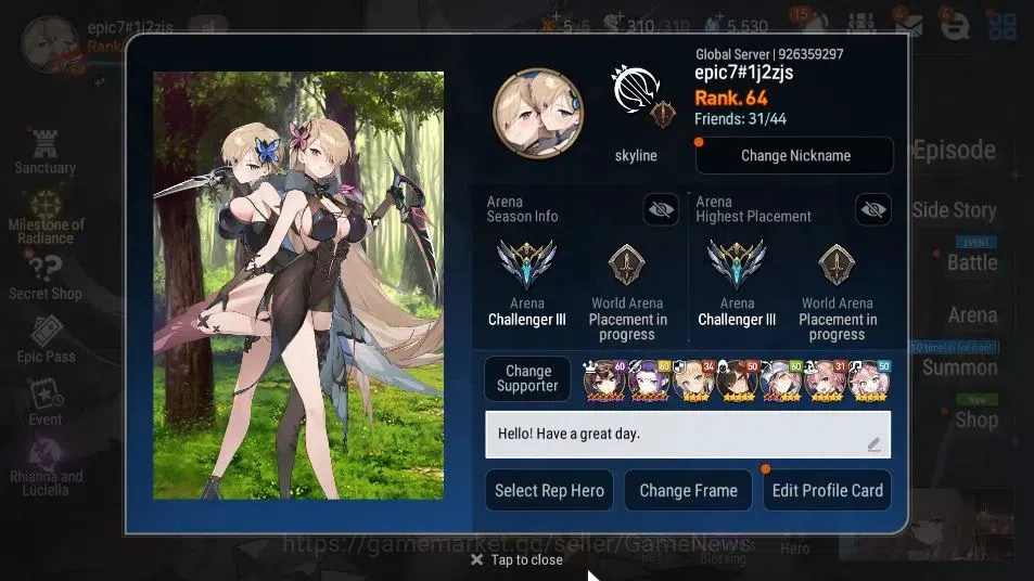 Epic Seven Accounts GLOBAL Unverif|New Era|8 ML(Rhiana NLucel,NM Luna, image 2