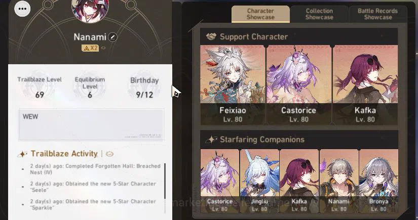 Honkai Star Rail Mid Game Asia|TL 69|9 Limited |Feixiao+Sign,Jingliu+Sign,Ca image 1