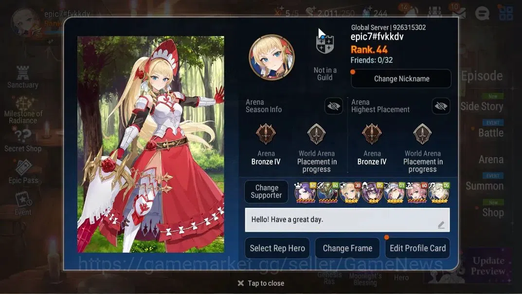 Epic Seven Accounts GLOBAL Unverif|NewEra|7 ML(Salome,DB Senya,DD Ray, image 2