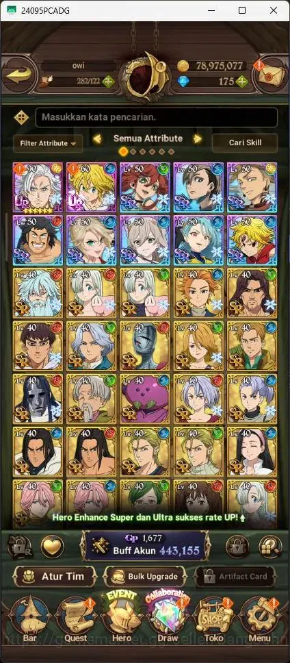 The Seven Deadly Sins: Grand Cross Accounts Endgame ASIA|443,155K CC|UR Demon King Meliodas 1/6,Sunshine Mael 1/6|Collab 4