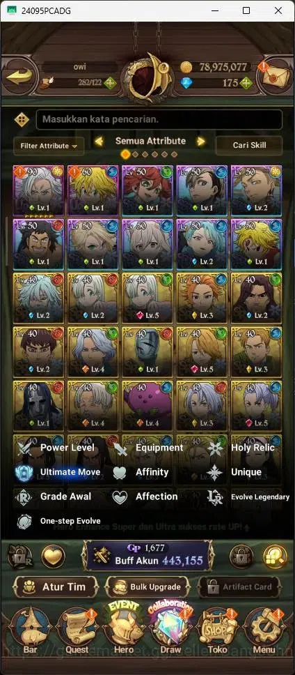 The Seven Deadly Sins: Grand Cross Accounts Endgame ASIA|443,155K CC|UR Demon King Meliodas 1/6,Sunshine Mael 1/6|Collab 5