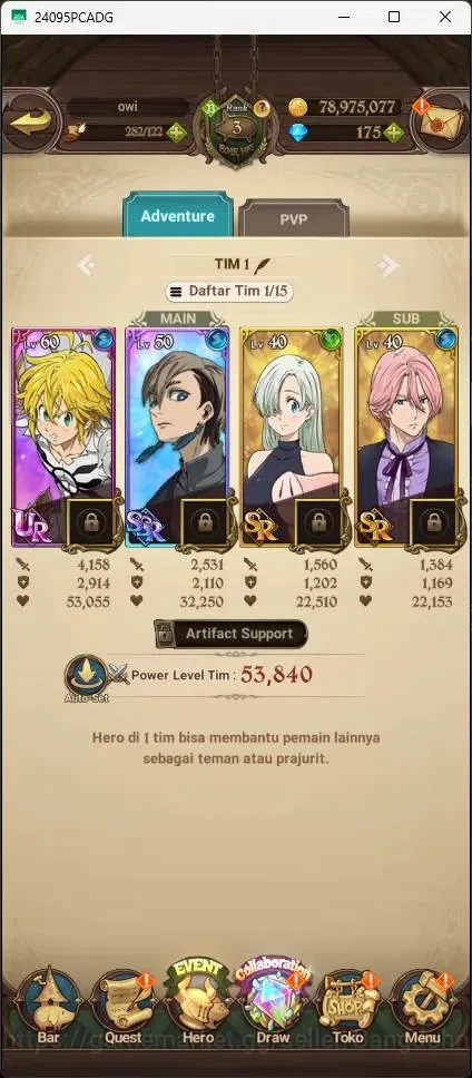 The Seven Deadly Sins: Grand Cross Accounts Endgame ASIA|443,155K CC|UR Demon King Meliodas 1/6,Sunshine Mael 1/6|Collab 7