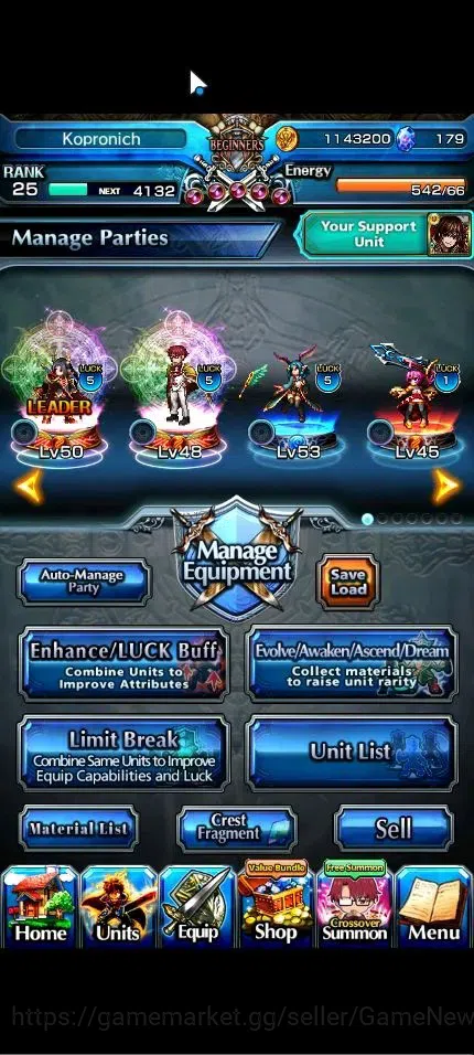 Grand Summoners Accounts Global |Rank 25|179 cc|2 Ascend + 1 TW| Choi Jong- image 2