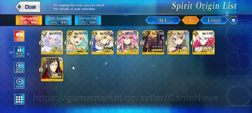 Fate-Grand Order Accounts NA Lv 91|8 SSR|Koyan Light,Artoria,Waver,Karna,Summer Jeanne,Vritra,Lady Avalon,Bradamante|200 1