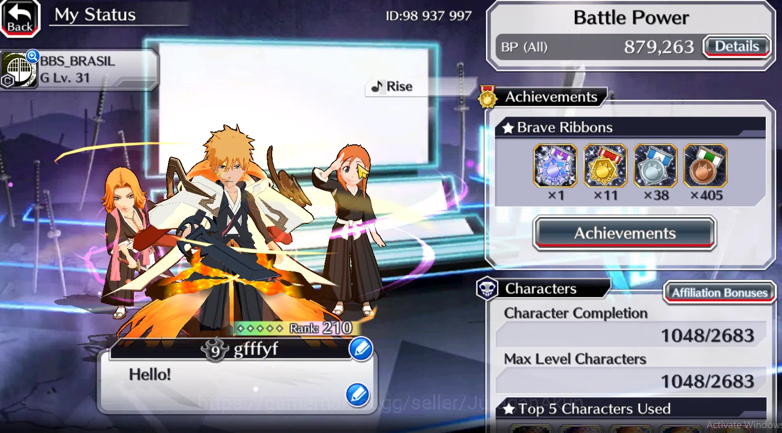 Bleach: Brave Souls Accounts [GLOBAL]50K Orb|Ichigo+Rukia 10th Anniv,Aizen+Shun image 4