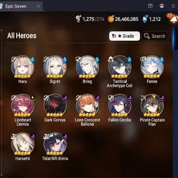 Epic Seven Accounts Starter Global Unverif|Best Starter|7 ML(LQC,DC,LC.Bellona,Etc.)+Collab Haru|PoH+Bless ON|9x 4-5* Hero