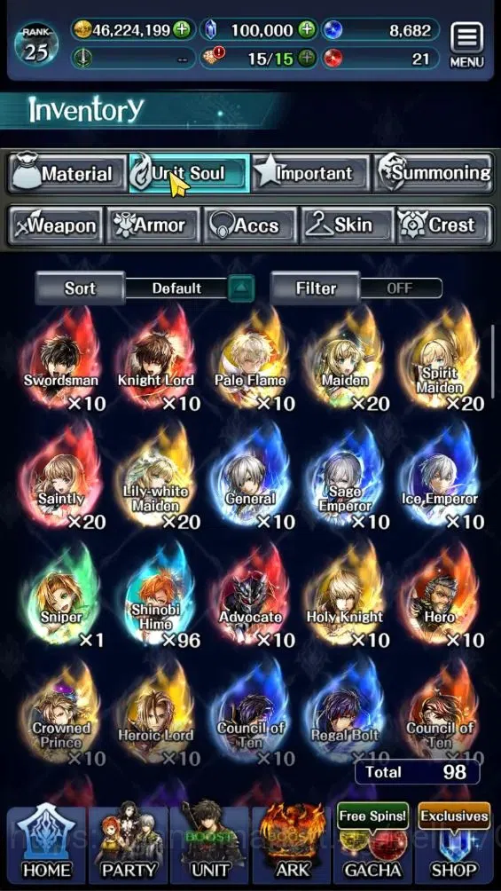 Last Cloudia Accounts Endgame GLOBAL|Rank 25|100K Crystal|Top Tier Unit [Spirit Maiden Sera,Telestio,Etc]| 1 UR 4 LR 46 SSR 16