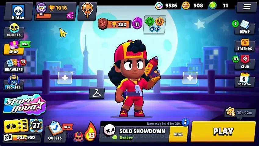 Brawl Stars Accounts 1016 Trophy|18 Brawlers 2 MAX Lvl [Meg,Edgar]|1 Epic Skins [Shelly Dancer]|9K Bling 71 Gem 2K 2