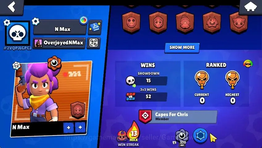 Brawl Stars Accounts 1016 Trophy|18 Brawlers 2 MAX Lvl [Meg,Edgar]|1 Epic Skins [Shelly Dancer]|9K Bling 71 Gem 2K 3