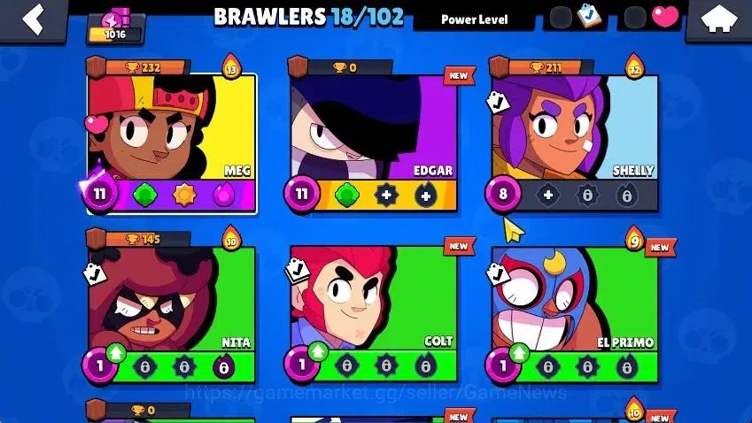 Brawl Stars Accounts 1016 Trophy|18 Brawlers 2 MAX Lvl [Meg,Edgar]|1 Epic Skins [Shelly Dancer]|9K Bling 71 Gem 2K 4