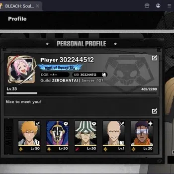 BLEACH: Soul Resonance Accounts Nuverse SEA|Lv.33|5 SSR 2 Sign (Tosen,Uruhara,Mayuri,MadarameB1,IchigoDZ-B1)|Log