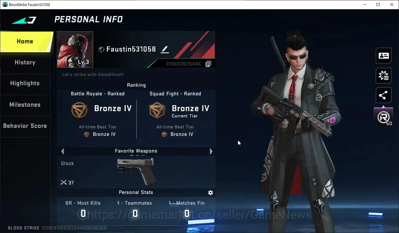 Blood Strike Accounts ASIA|1 ULTRA Striker ZERO-Agent Zero|M4A1 Lv5|AK47 image 2
