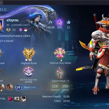 Mobile Legends: Bang Bang Accounts Collector Global|Hero 115|Skin 250|Renowned|KOF Karina|CC YSS,Natalia|Luckybox