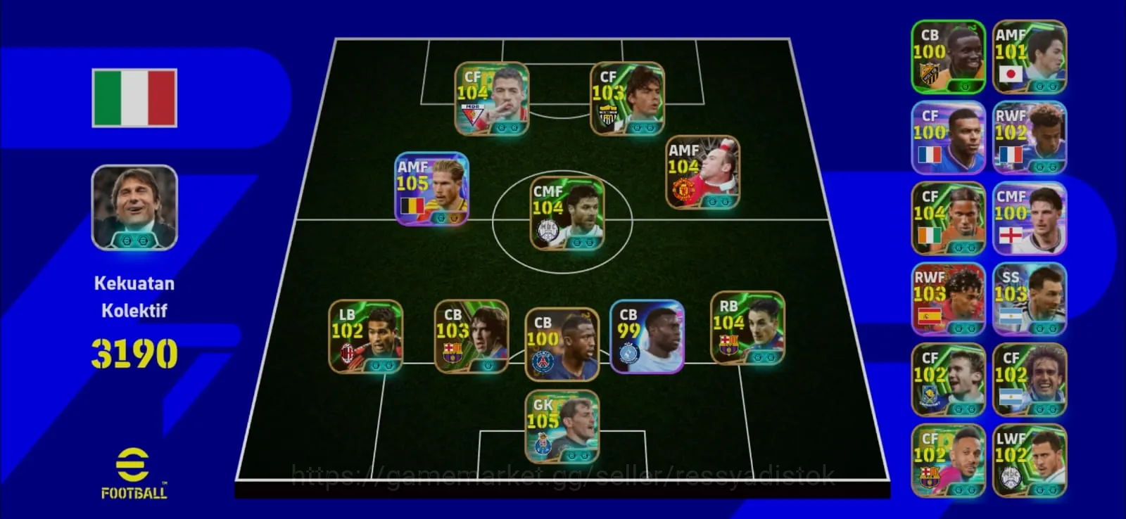 eFootball Accounts Legends & Iconic Players 3 MANAGER BOOSTER | COLECTIVE 3190+,NEW K DE BRYUNE x F INZAGHI x C PUYOL x XABI 1