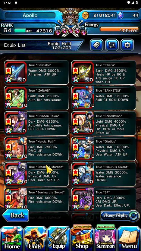 Grand Summoners Accounts Mid-Game [GLOBAL] Rank 64 | 17 Ascend (UPRoyTW, SanosukeTW, Summer MiyuTW, Sunraku & Etc)+Sp.Art 4