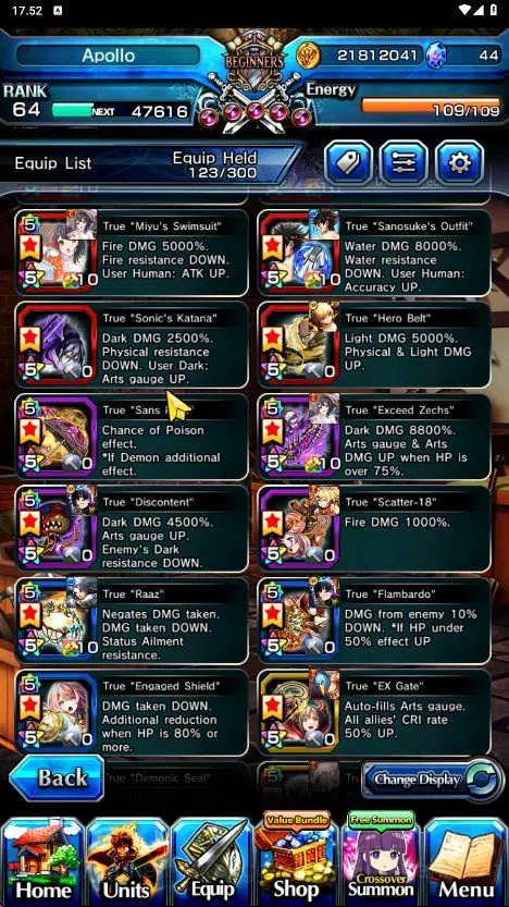 Grand Summoners Accounts Mid-Game [GLOBAL] Rank 64 | 17 Ascend (UPRoyTW, SanosukeTW, Summer MiyuTW, Sunraku & Etc)+Sp.Art 5