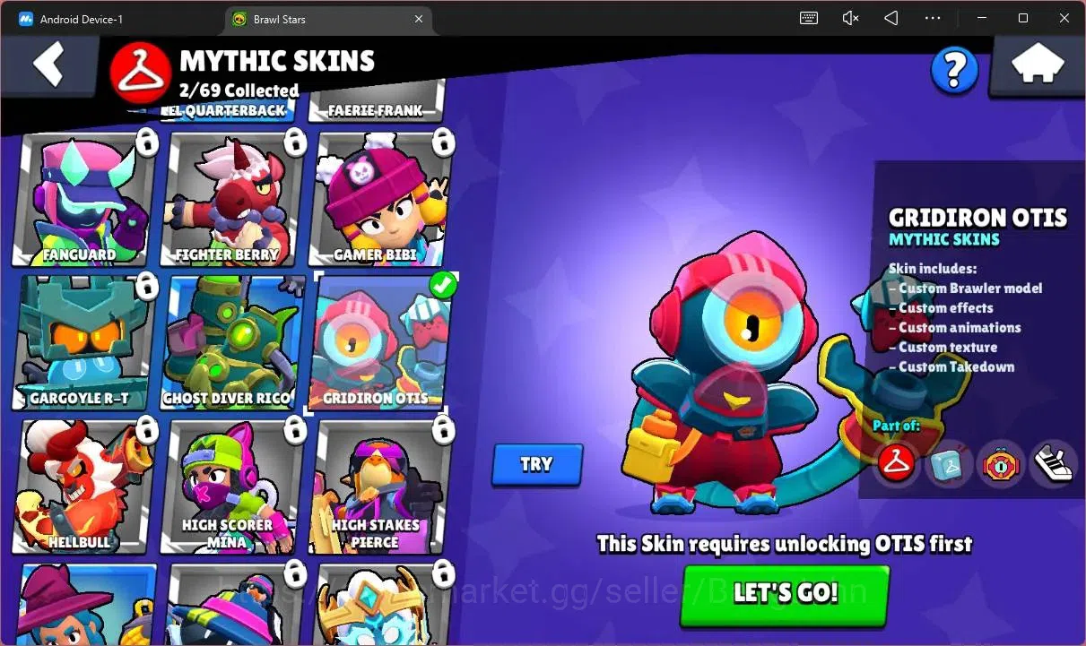 Brawl Stars Accounts Thropy 492|9 Brawler|2 Lv11(Shelly,Edgar,JaeYong)|2 Mythic(Otis,Tickoyaki),2 Epic(Edgar,Nita)|165 11