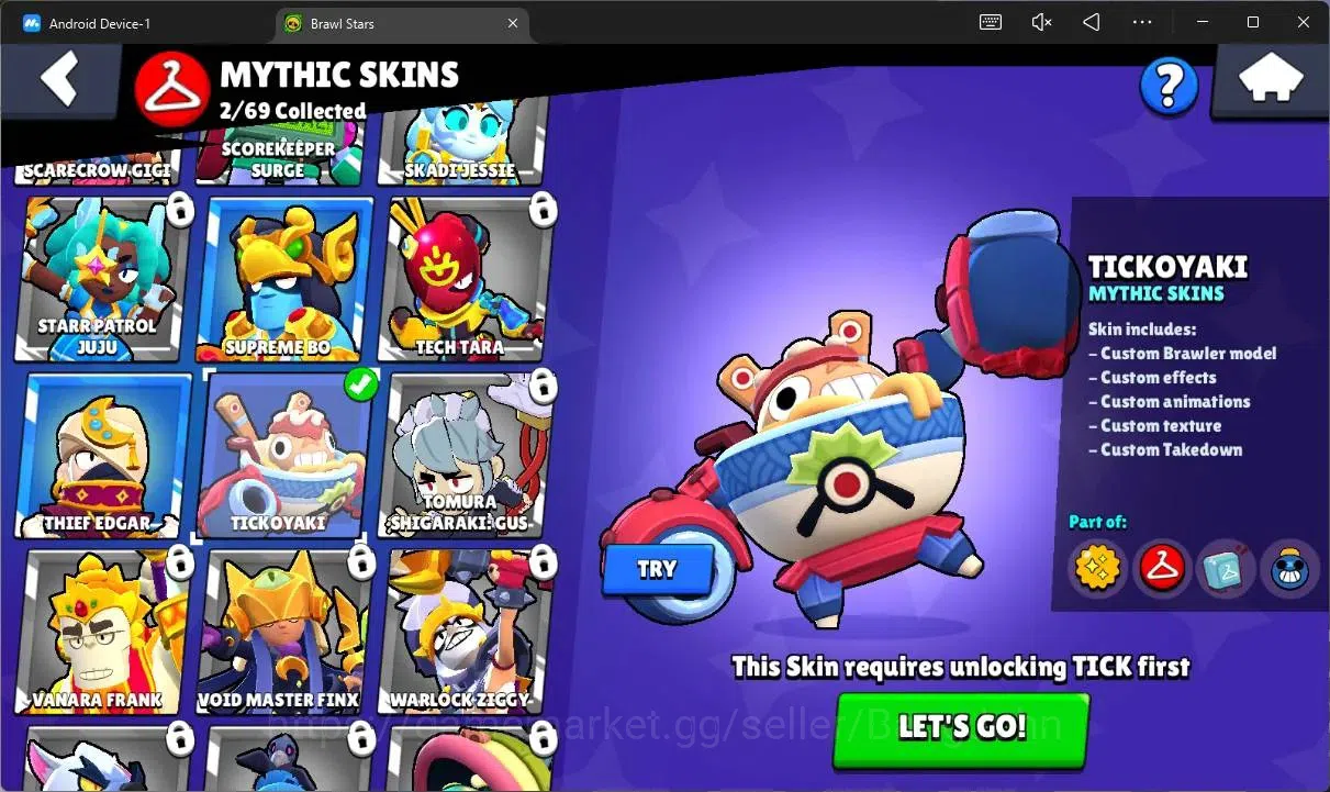 Brawl Stars Accounts Thropy 492|9 Brawler|2 Lv11(Shelly,Edgar,JaeYong)|2 Mythic(Otis,Tickoyaki),2 Epic(Edgar,Nita)|165 12