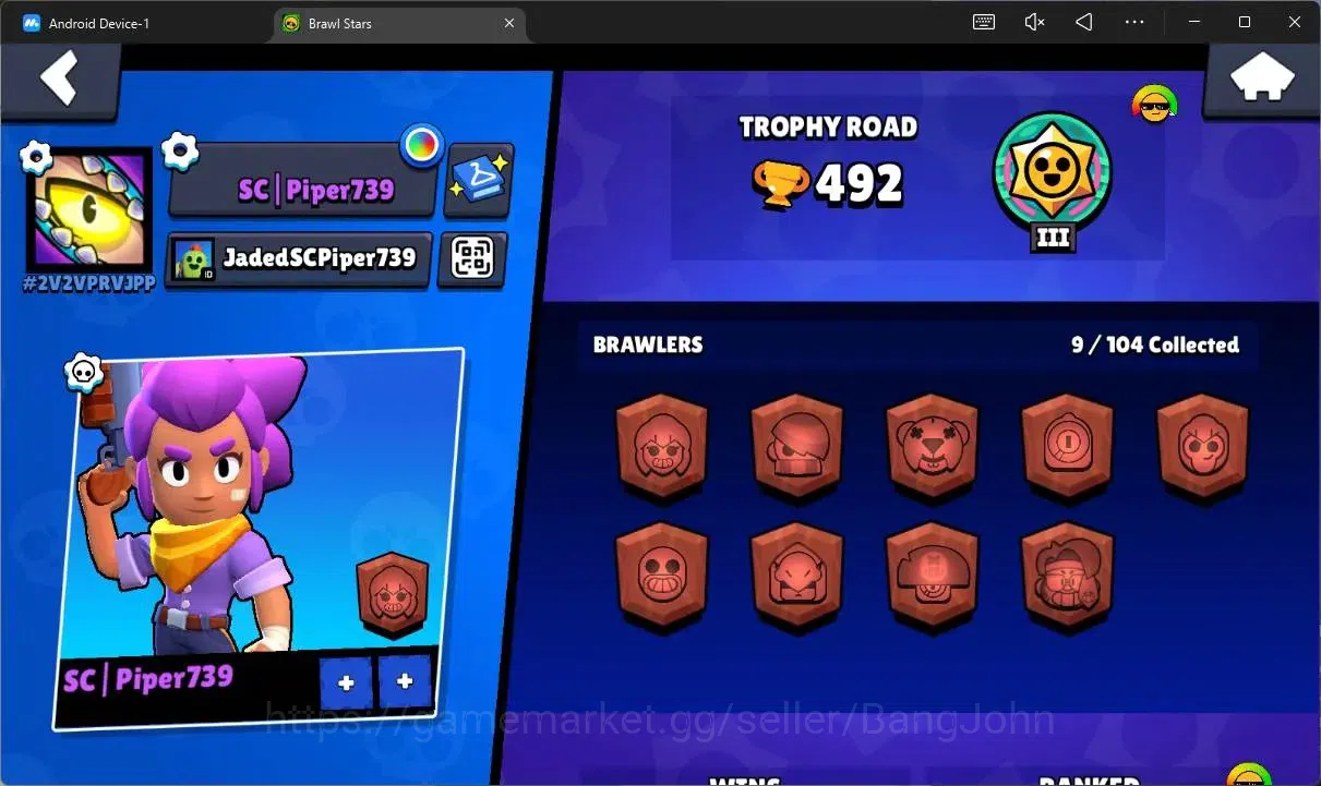 Brawl Stars Accounts Thropy 492|9 Brawler|2 Lv11(Shelly,Edgar,JaeYong)|2 Mythic(Otis,Tickoyaki),2 Epic(Edgar,Nita)|165 2