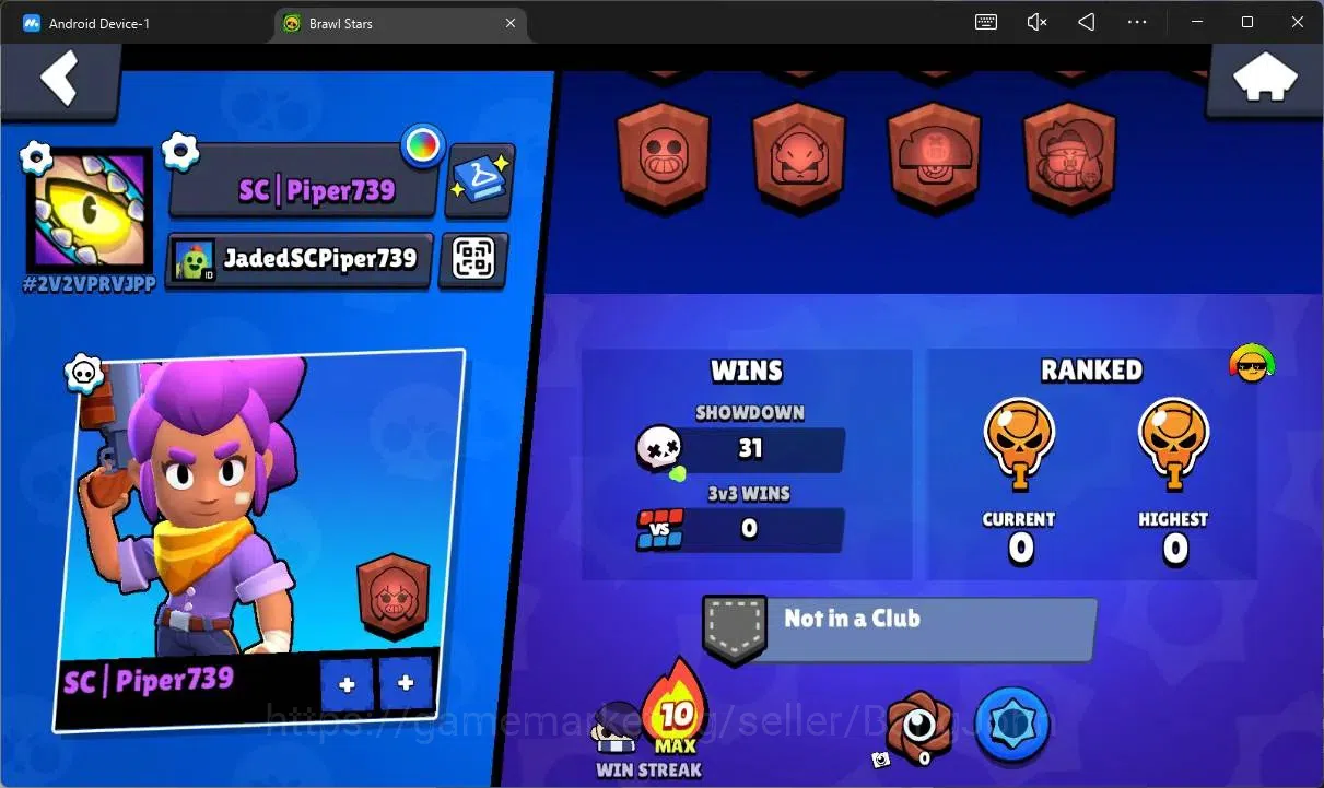 Brawl Stars Accounts Thropy 492|9 Brawler|2 Lv11(Shelly,Edgar,JaeYong)|2 Mythic(Otis,Tickoyaki),2 Epic(Edgar,Nita)|165 3