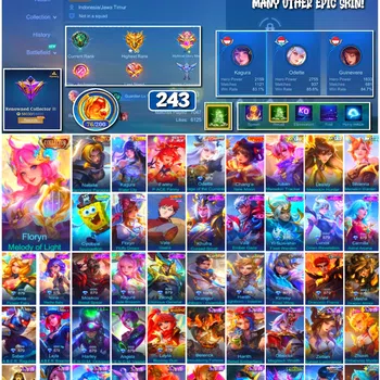 Mobile Legends: Bang Bang Accounts 🔥 #4040 🔥 243 Skins 💎 RENOWNED COLLECTOR III 👑 2 Collector Skins Floryn Melody of
