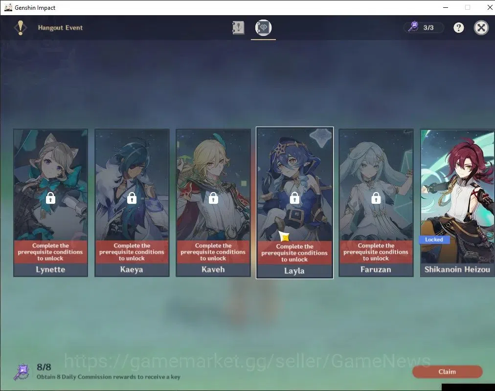 Genshin Impact Accounts Others ASIA|AR 53|3 Limited + 1(*5 Standard)|Durin C1,Mavuika,Nicole|Wolf's Gravestone|Mc Male|Take 18