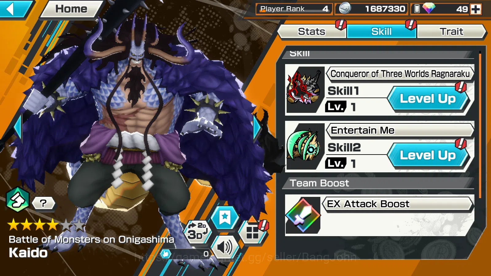 One Piece Bounty Rush Accounts Global|6EX|BTKOTP M.D Luffy,WI Law,BOMO Kaido,BB K image 5
