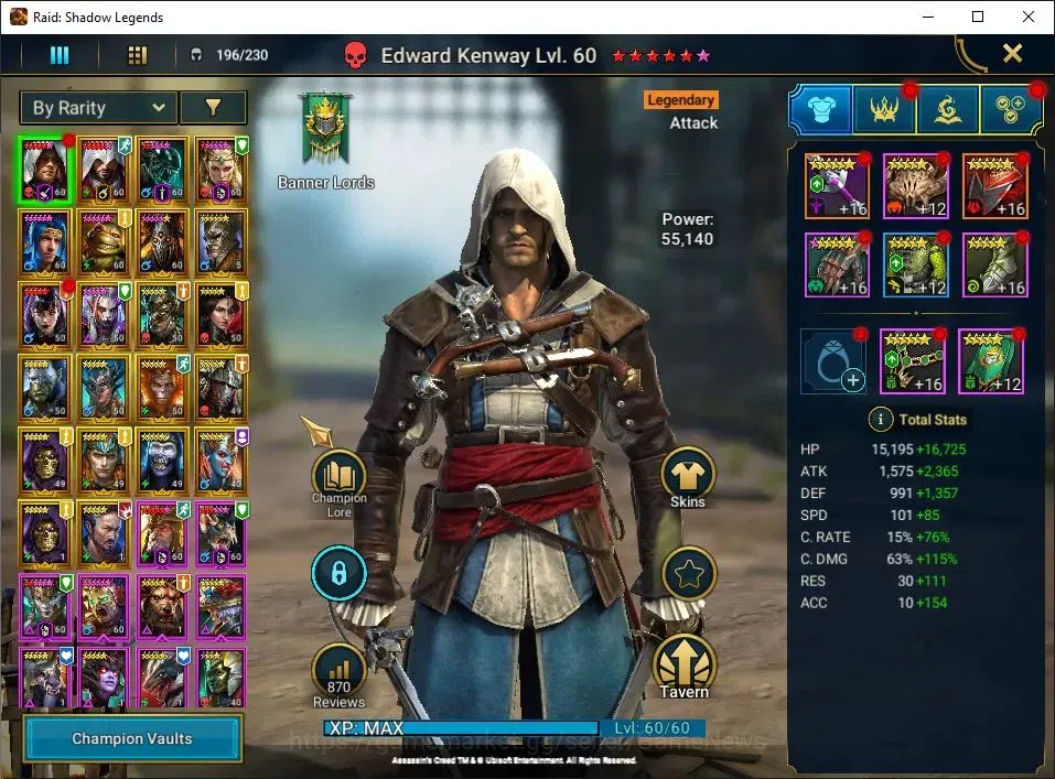 Raid: Shadow Legends Accounts Lv54 1M Power|22 Legend(Kenway,Ezio,Xenomrph,Ninja image 4
