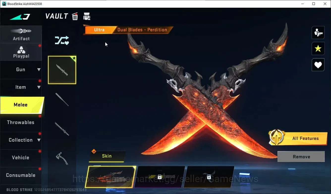 Blood Strike Accounts ASIA|ULTRA MELEE Dual Blades-Perdition|2 Legendary image 3