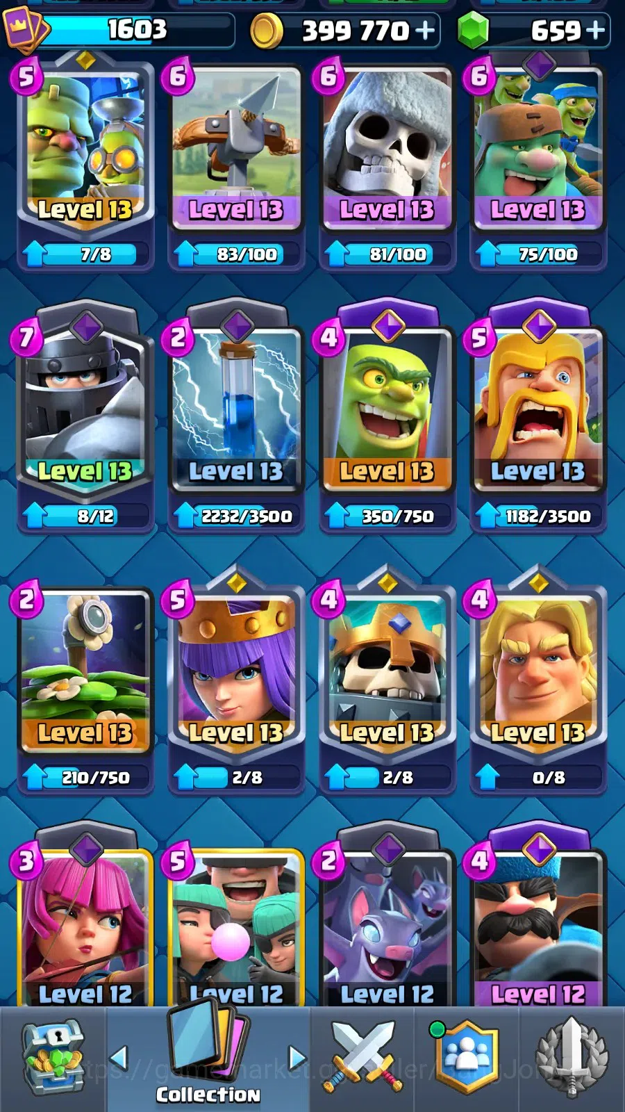 Clash Royale Accounts Mobile |Trophy 14000 |KTL 16|7 Max L16 Cards| Evo image 9