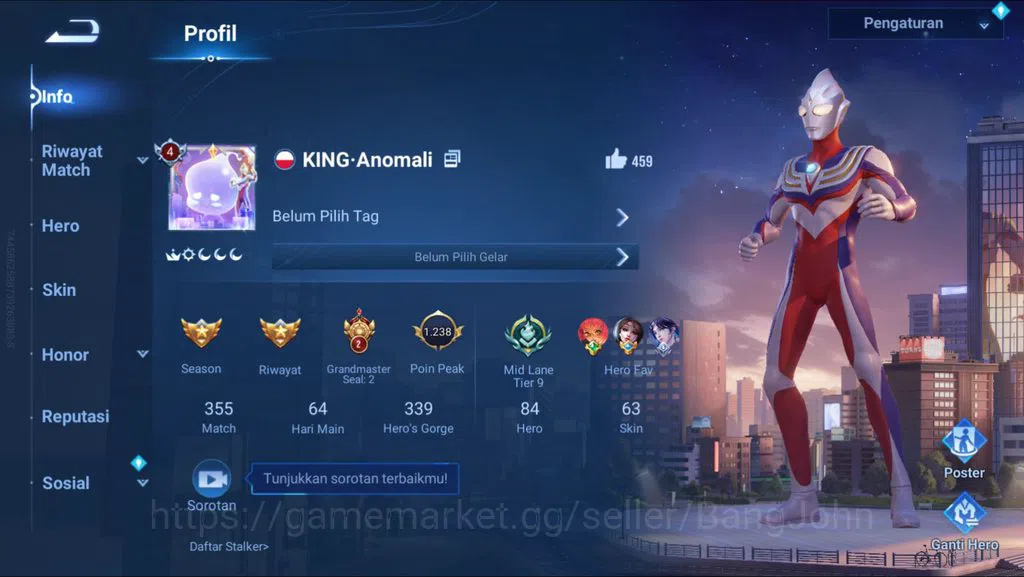 Honor of Kings Accounts HOK Global | 84H 63S | Ultraman Mozi & Menki | Hor image 18