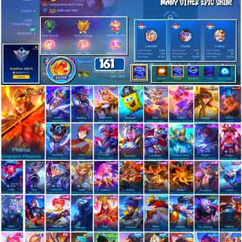 Mobile Legends: Bang Bang Accounts #4329 161 Skins | Karina Leona (KOF) | Vale Gaara (NARUTO) | Badang Pegasus Seiya (SAINT
