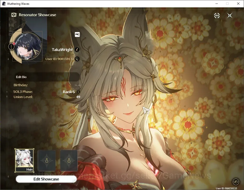 Wuthering Waves Accounts Starter SEA|UL 49|1 Limited (Hsin RC6) +3 STD Char (Verina,Jianxin,Lingyang)|Data Bank Lv30|Female 1