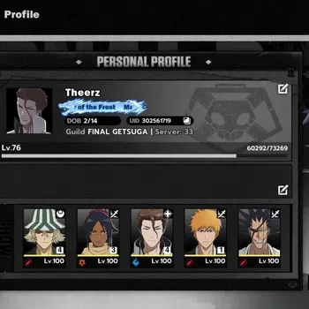 BLEACH: Soul Resonance Accounts NuverseSEA|LV 76|8 SSR[AizenB4,UraharaB4,IchiBanB1 image 1