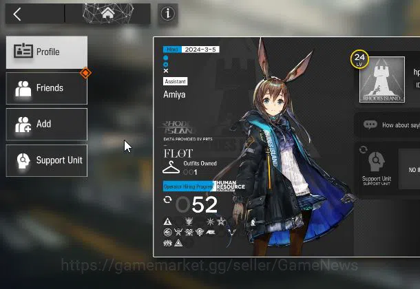 Arknights Accounts Mid-Tier Lv 24|52 OP + 1 Skin| Starter | Wisadel + 76520 Orundum + 104 Originium | Chapter 2-9 |Check 6