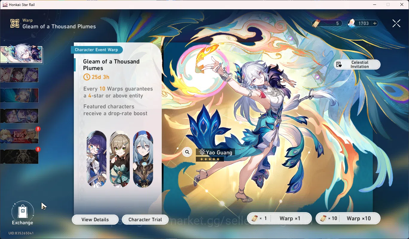 Honkai Star Rail Accounts Others ASIA | TL 65 | 9 Limit | Yao Guang Mydei Cyrene Tribbie Hyacine DanhengPT Topaz Jingliu 10