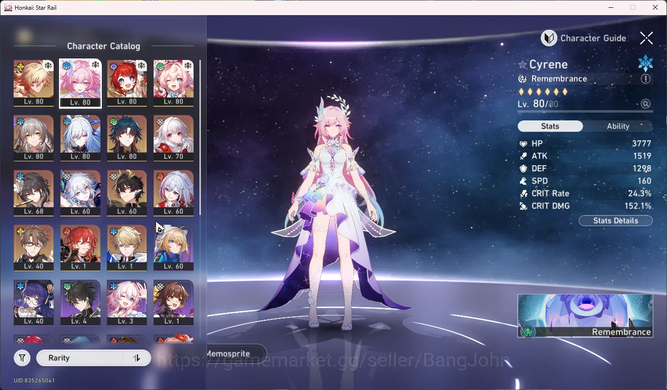 Honkai Star Rail Accounts Others ASIA | TL 65 | 9 Limit | Yao Guang Mydei Cyrene Tribbie Hyacine DanhengPT Topaz Jingliu 2