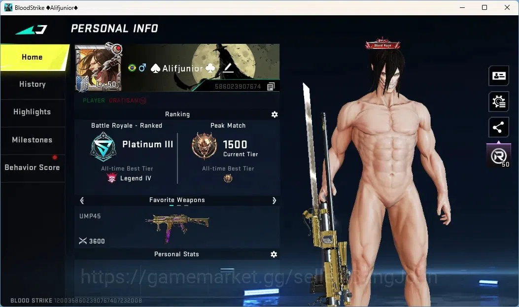 Blood Strike Accounts Collab Skin ASIA | 1 EVO: FAL|2 Collab AOT Striker:Mikasa,Ethan AOT|3 AOT|1 EVA|1 OPM|11 ULTRA Guns|1 1