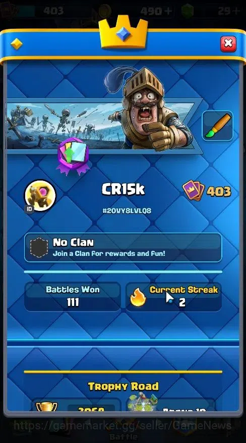 Clash Royale Accounts Lv 403|Trophy 3069|KTL 9|Card 50/121|1 Hero 3 EVO  image 2