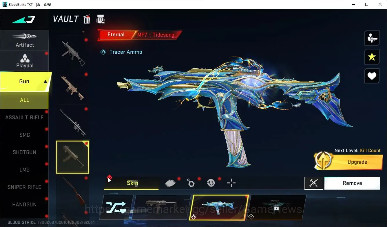 Blood Strike Accounts Collab Skin ASIA|ETERNAL MP7-TideSong Lv3+Melee Staff|Collab LC Mr Iguana,AOT Mikasa,Levi,Female 1